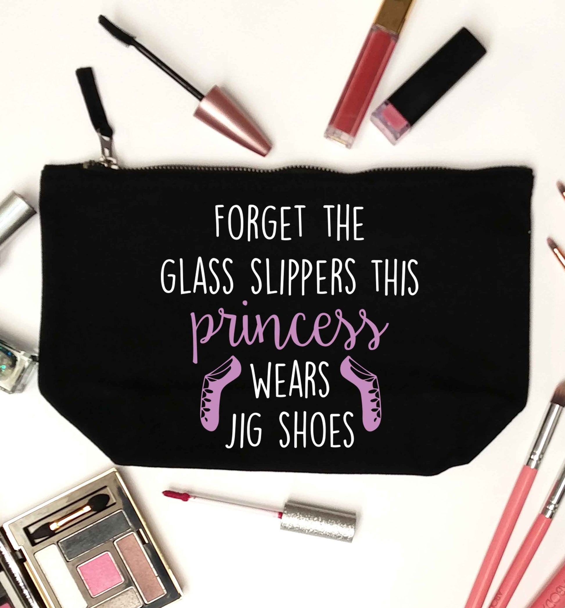 This princess wears jig shoes black makeup bag