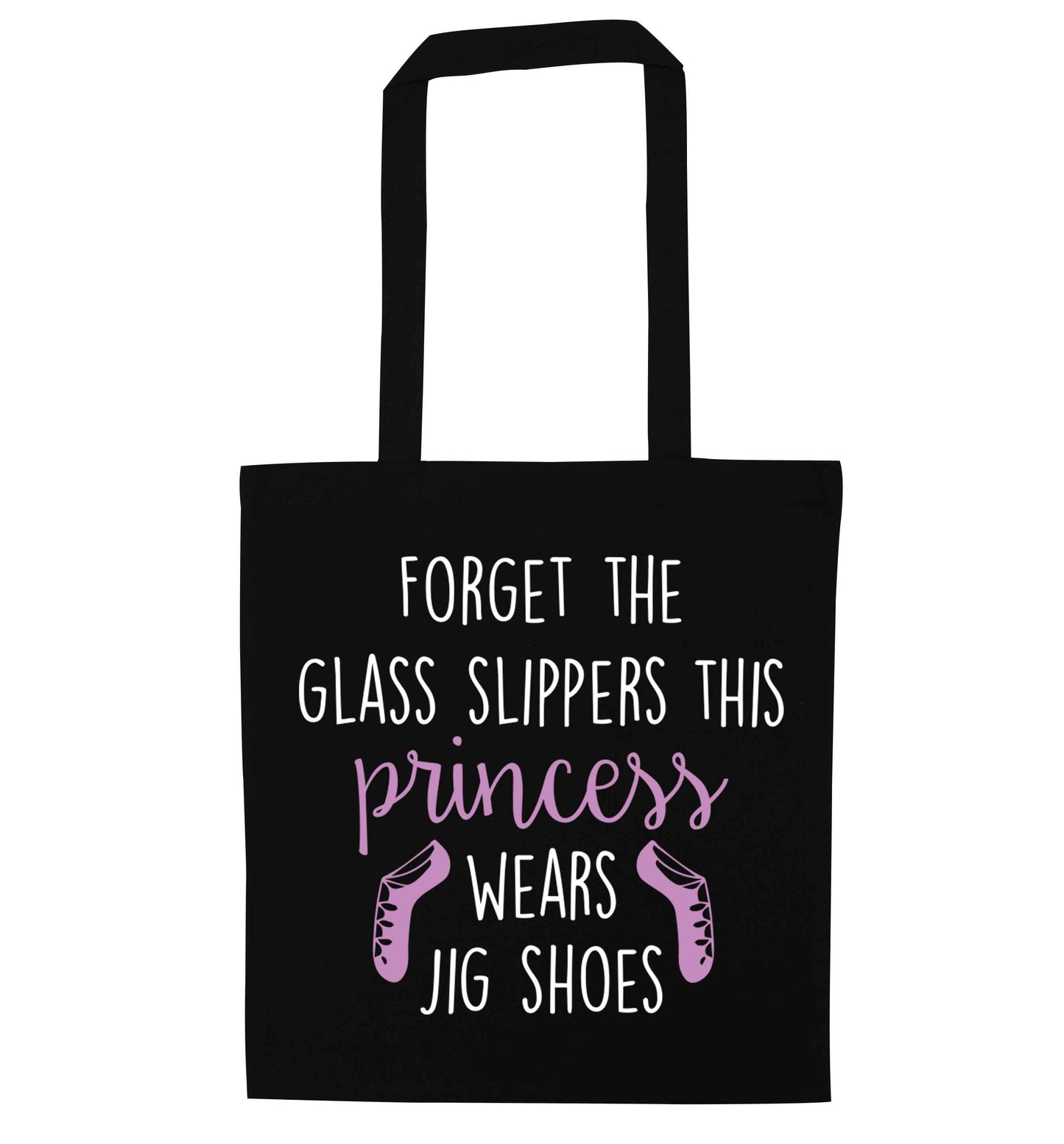 This princess wears jig shoes black tote bag