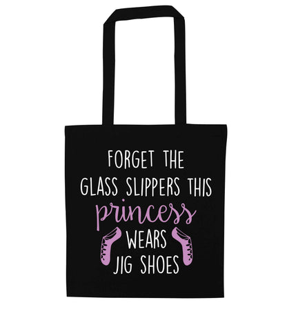 This princess wears jig shoes black tote bag