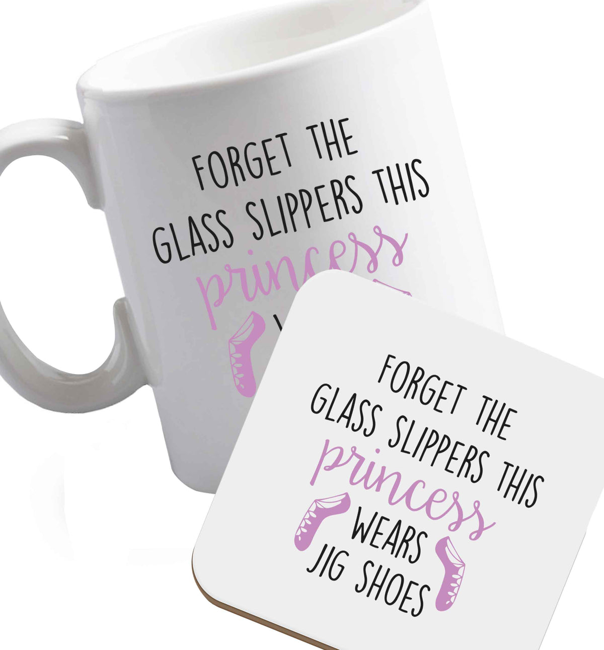 10 oz Favourite Type Pan Pancake ceramic mug and coaster set right handed