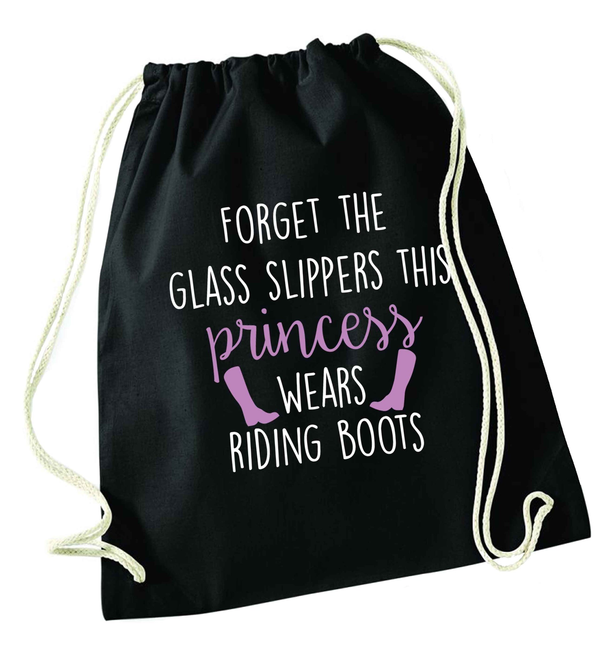 Forget the glass slippers this princess wears riding boots black drawstring bag