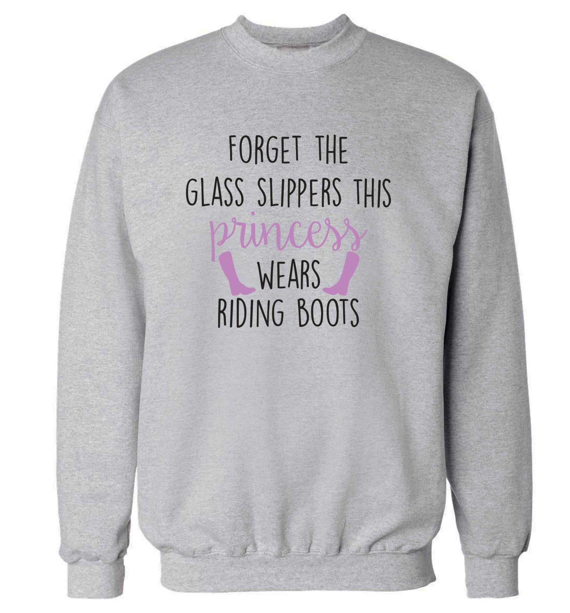 Forget the glass slippers this princess wears riding boots adult's unisex grey sweater 2XL
