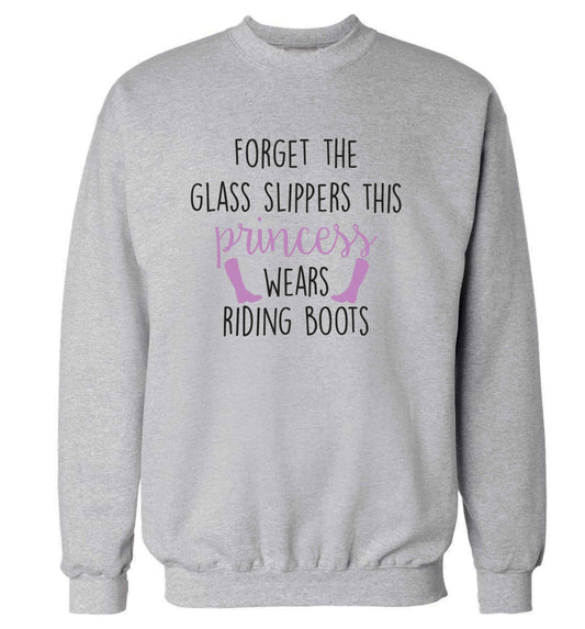 Forget the glass slippers this princess wears riding boots adult's unisex grey sweater 2XL
