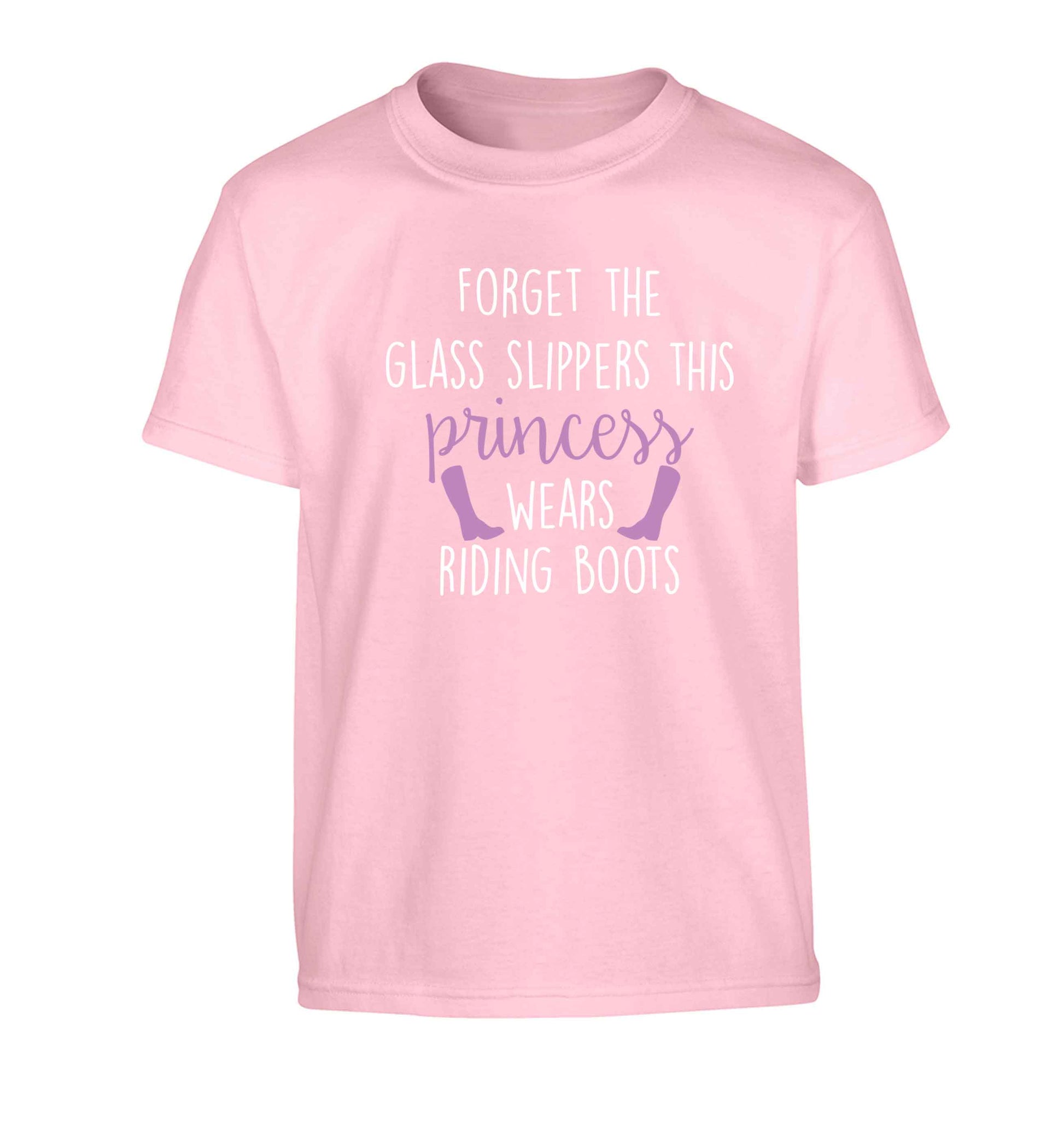 Forget the glass slippers this princess wears riding boots Children's light pink Tshirt 12-13 Years