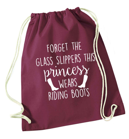 Forget the glass slippers this princess wears riding boots maroon drawstring bag