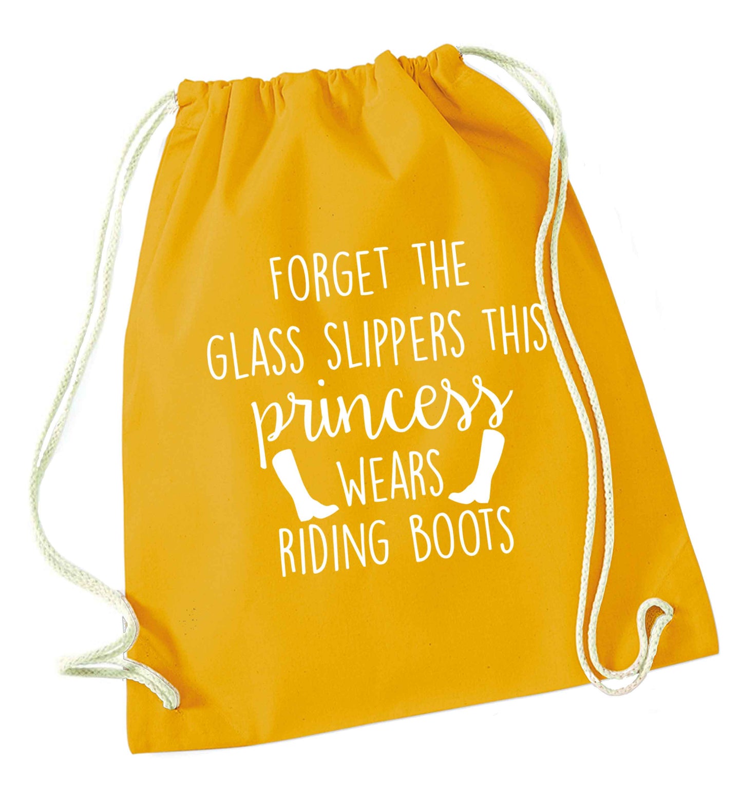 Forget the glass slippers this princess wears riding boots mustard drawstring bag
