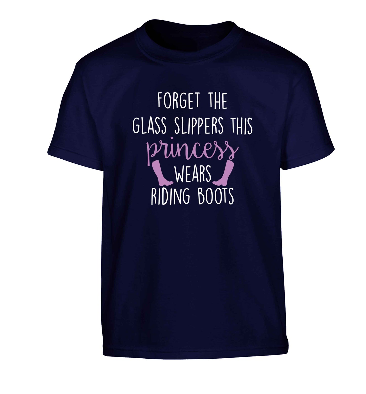 Forget the glass slippers this princess wears riding boots Children's navy Tshirt 12-13 Years