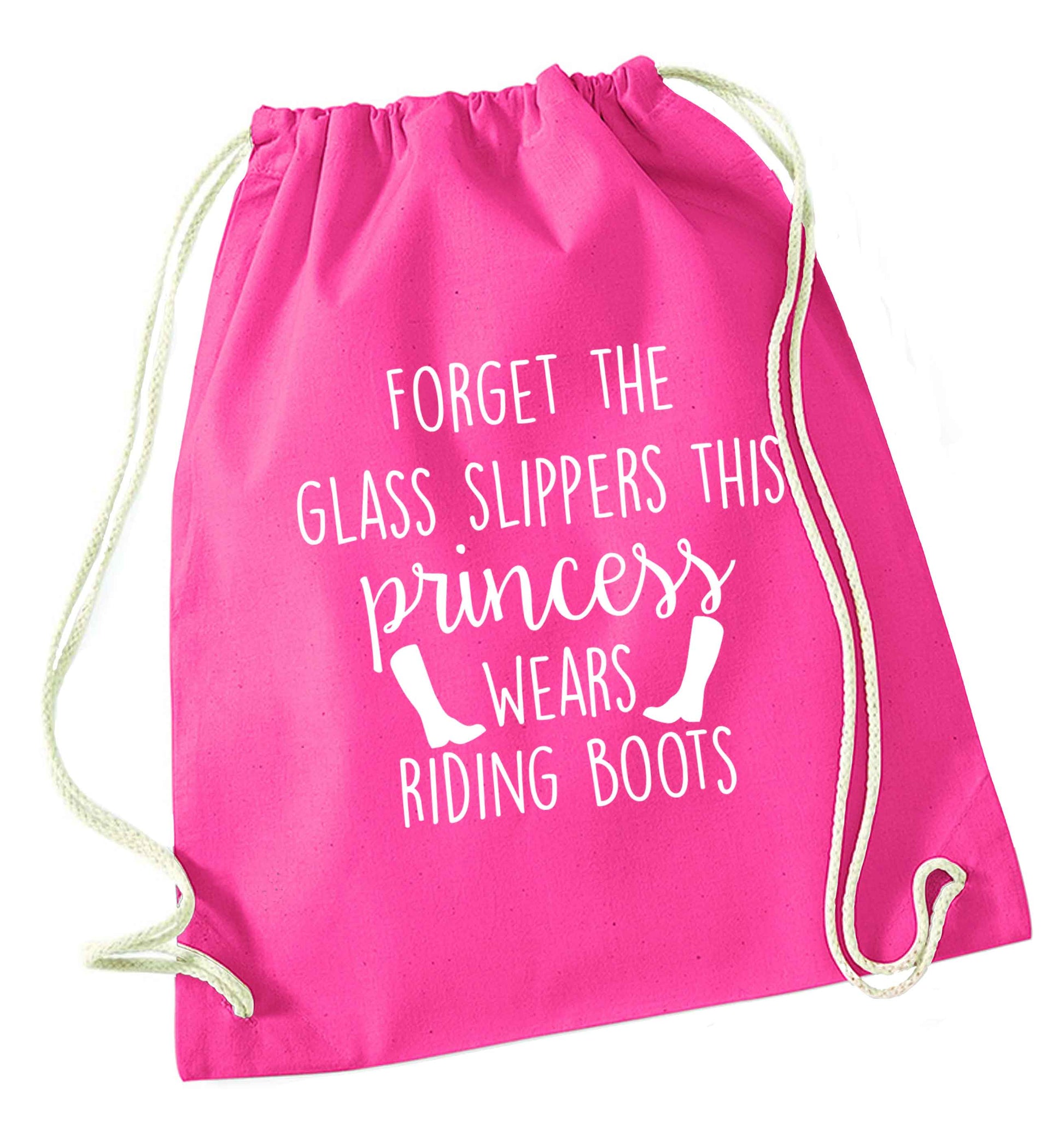 Forget the glass slippers this princess wears riding boots pink drawstring bag