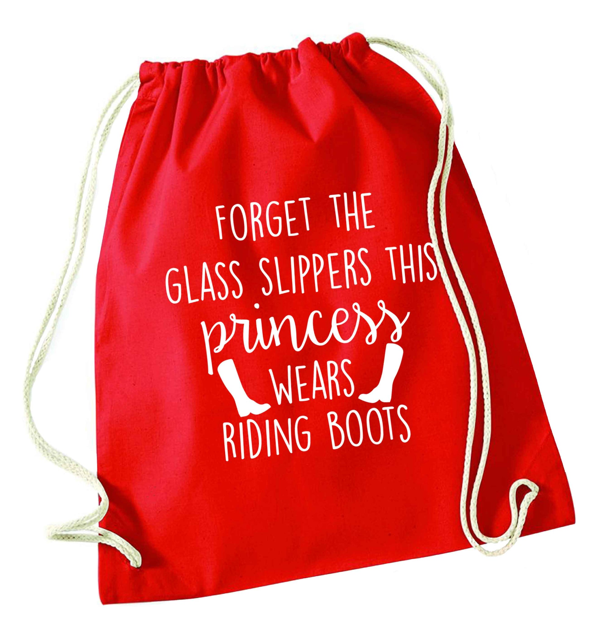 Forget the glass slippers this princess wears riding boots red drawstring bag 