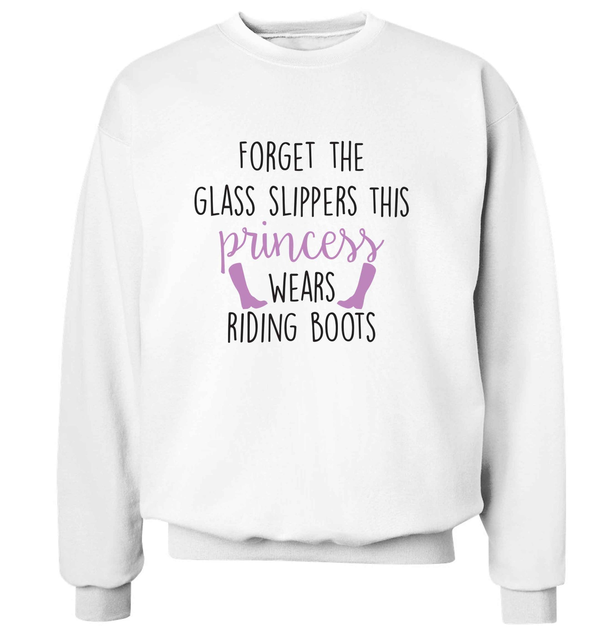 Forget the glass slippers this princess wears riding boots adult's unisex white sweater 2XL