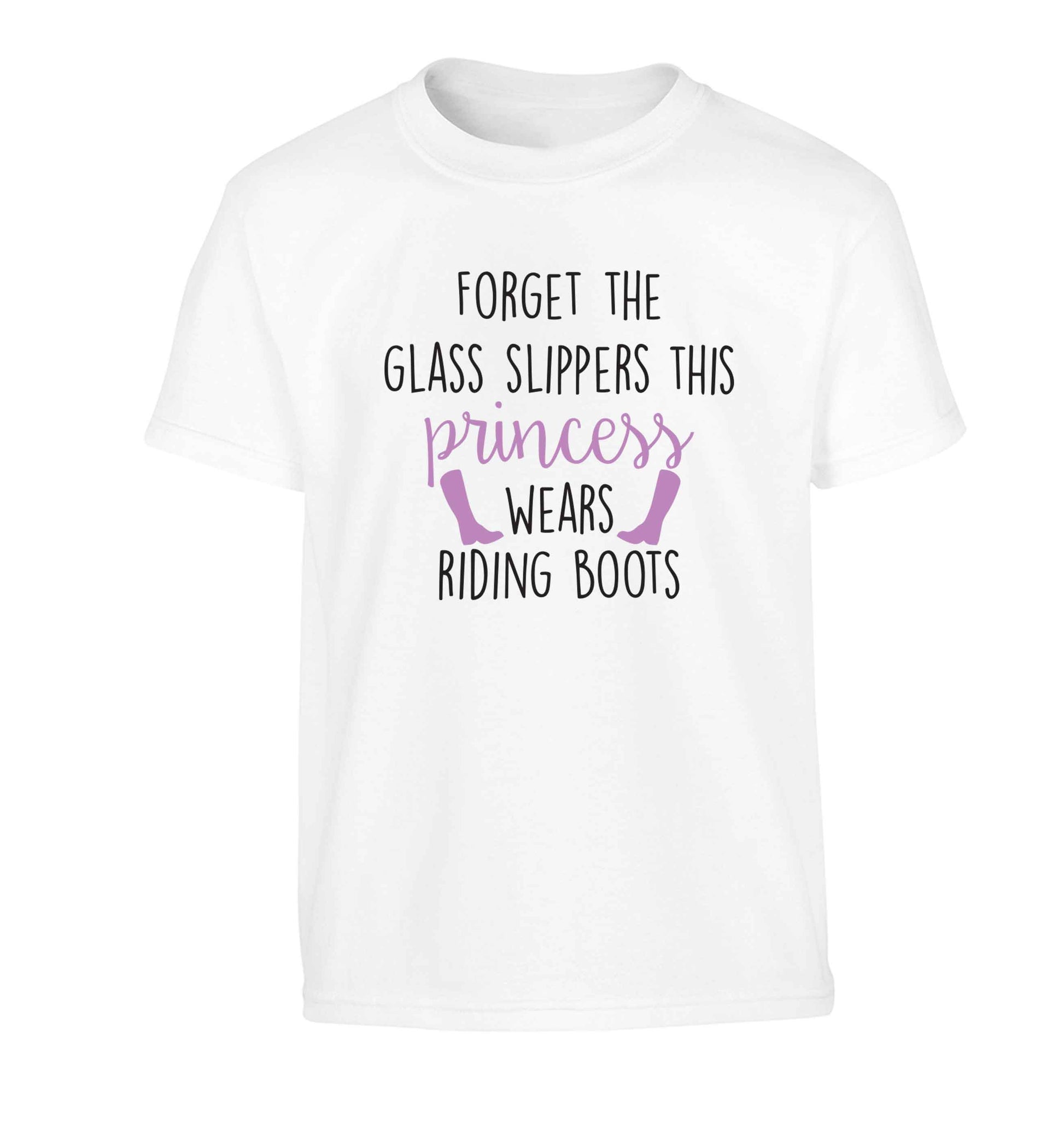 Forget the glass slippers this princess wears riding boots Children's white Tshirt 12-13 Years