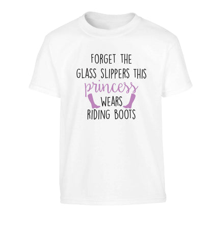 Forget the glass slippers this princess wears riding boots Children's white Tshirt 12-13 Years