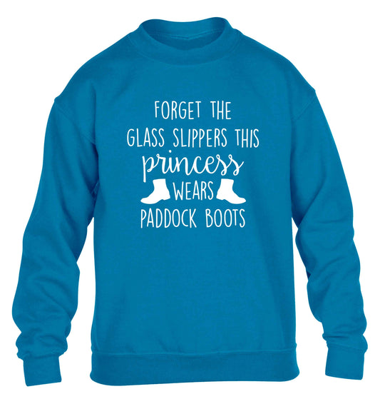 Forget the glass slippers this princess wears paddock boots children's blue sweater 12-13 Years