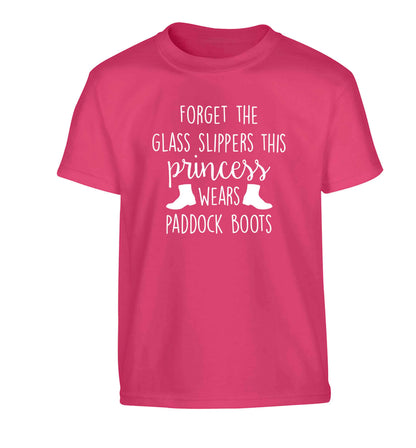 Forget the glass slippers this princess wears paddock boots Children's pink Tshirt 12-13 Years