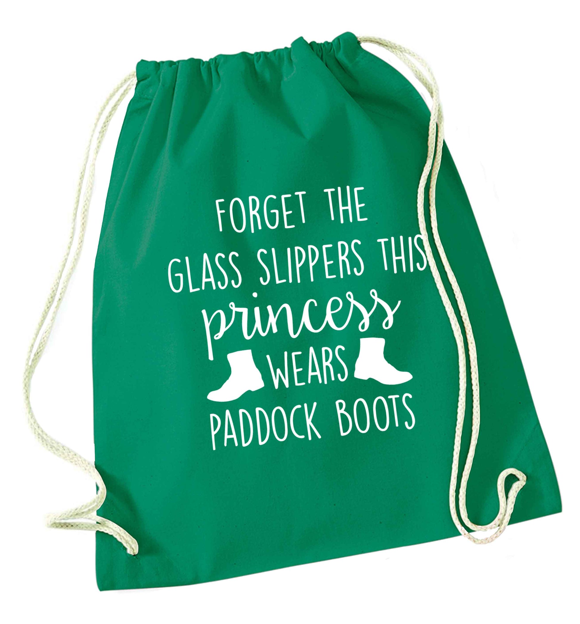 Forget the glass slippers this princess wears paddock boots green drawstring bag