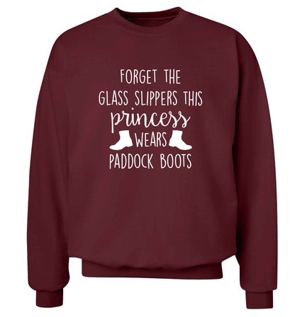 Forget the glass slippers this princess wears paddock boots adult's unisex maroon sweater 2XL