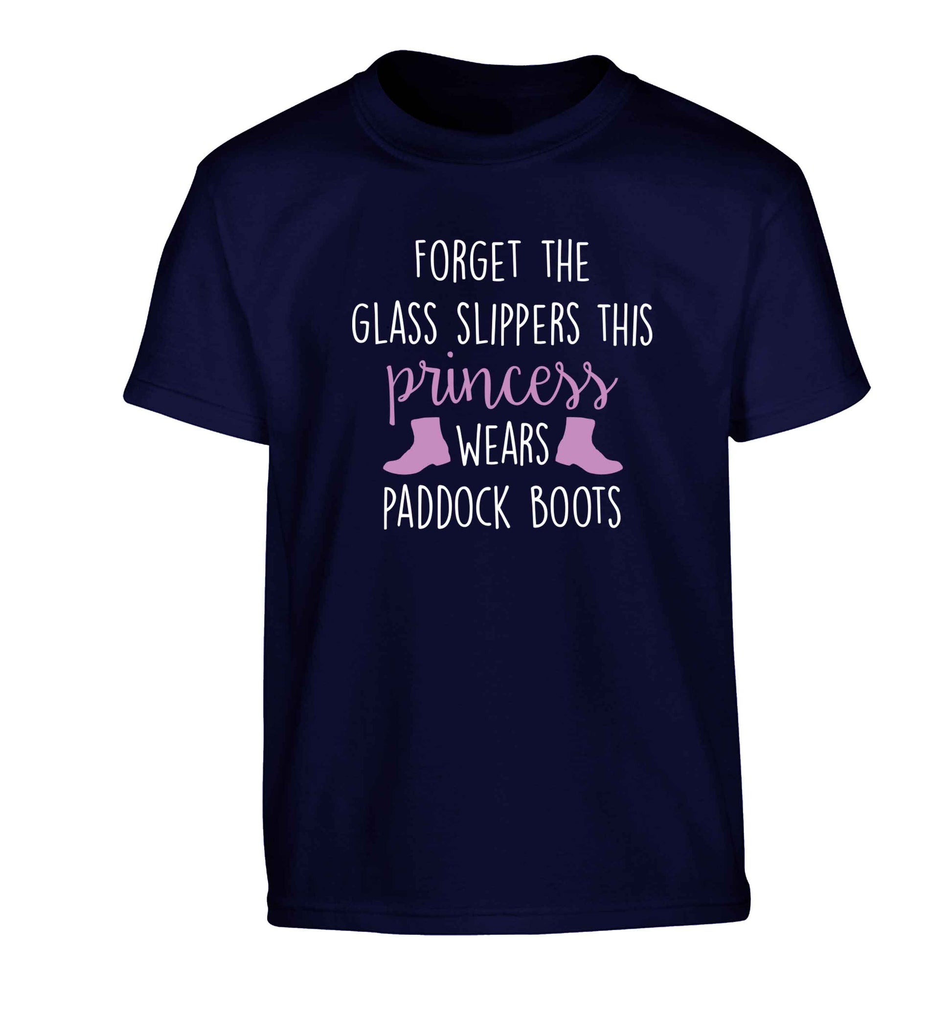 Forget the glass slippers this princess wears paddock boots Children's navy Tshirt 12-13 Years