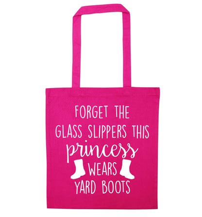 Forget the glass slippers this princess wears yard boots pink tote bag