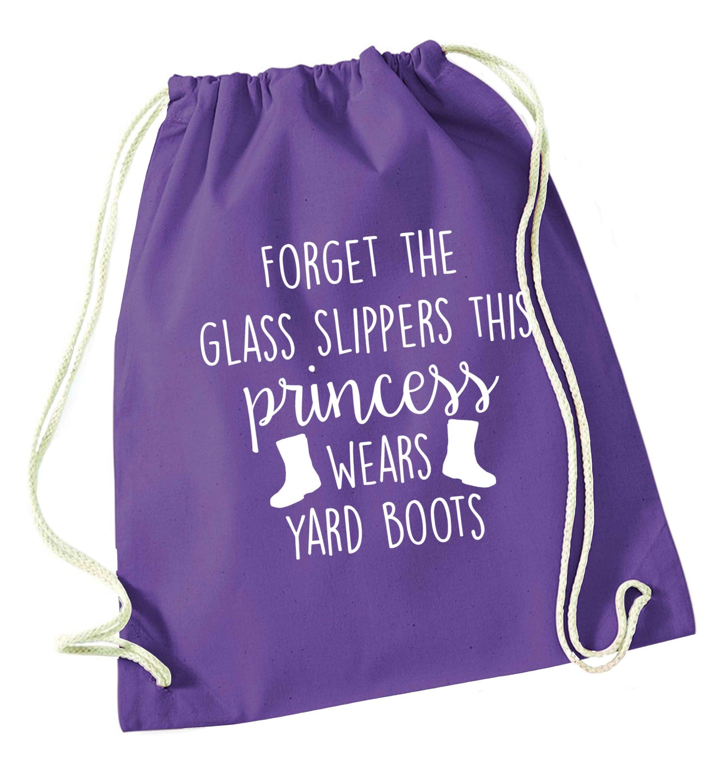 Forget the glass slippers this princess wears yard boots purple drawstring bag