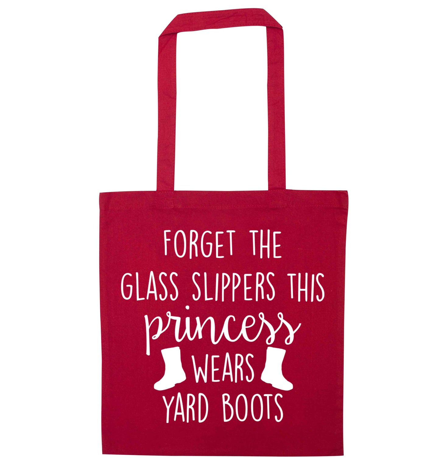 Forget the glass slippers this princess wears yard boots red tote bag