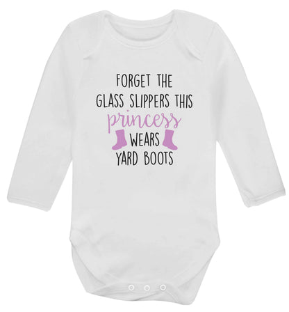 Forget the glass slippers this princess wears yard boots baby vest long sleeved white 6-12 months