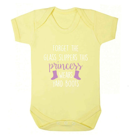 Forget the glass slippers this princess wears yard boots baby vest pale yellow 18-24 months