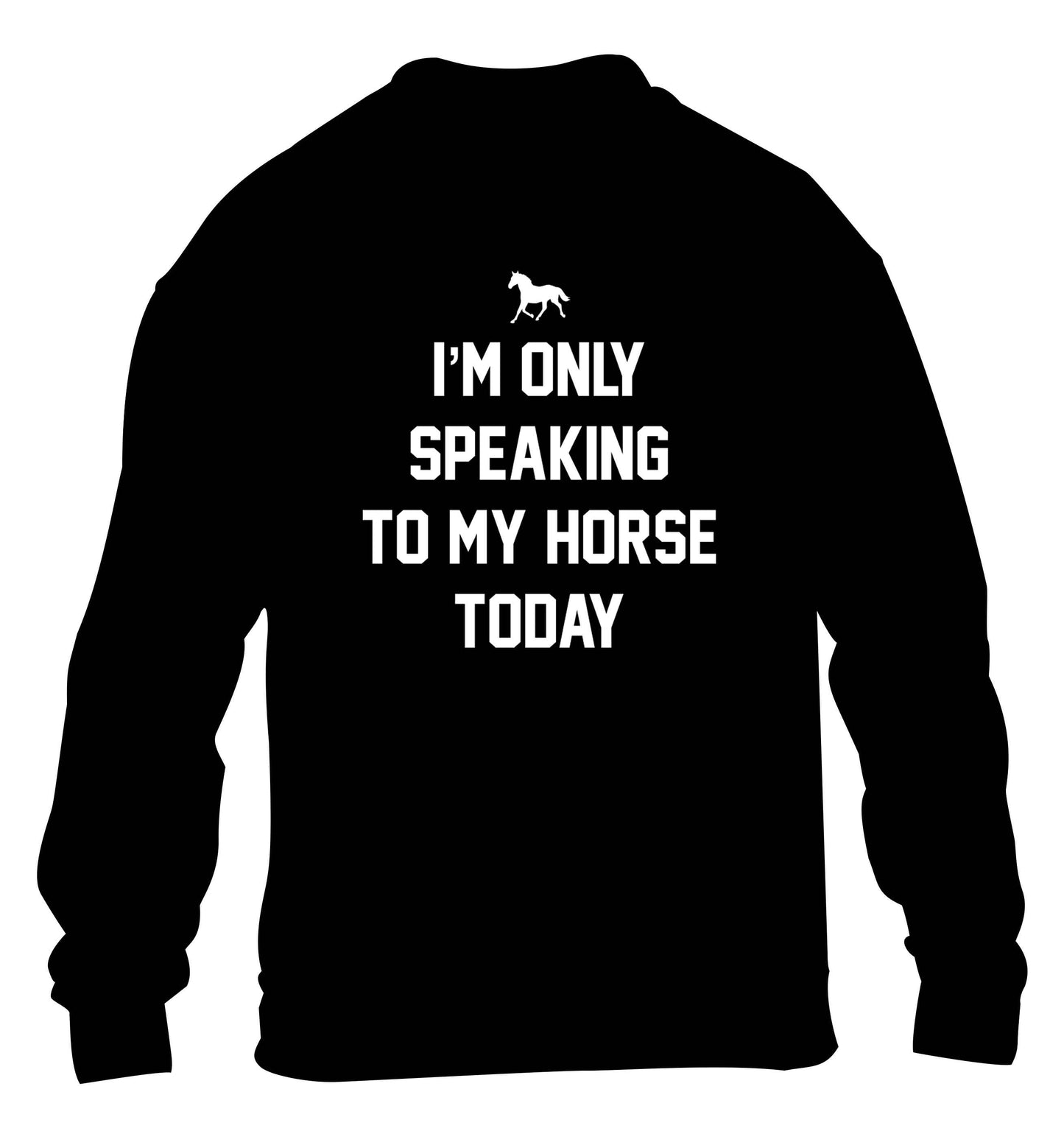 I'm only speaking to my horse today children's black sweater 12-13 Years