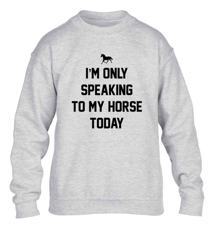 I'm only speaking to my horse today children's grey sweater 12-13 Years