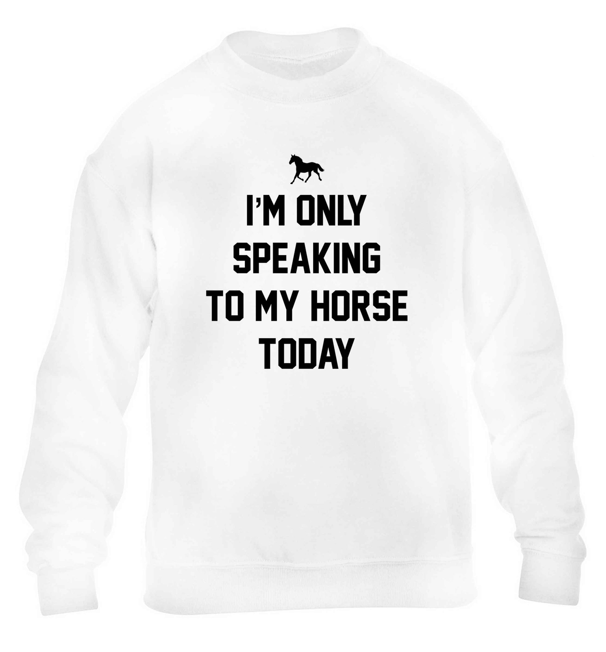 I'm only speaking to my horse today children's white sweater 12-13 Years