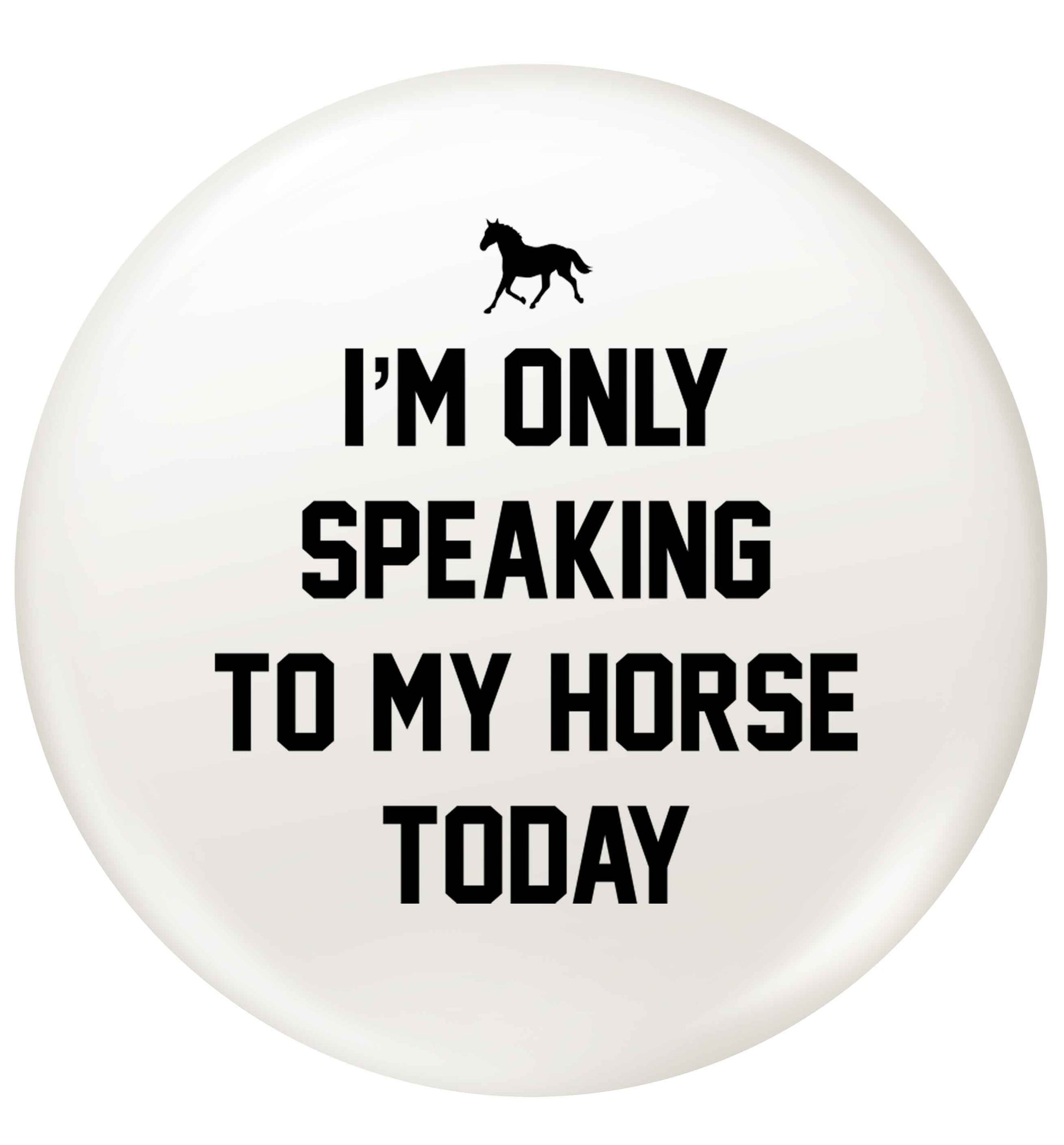 I'm only speaking to my horse today small 25mm Pin badge
