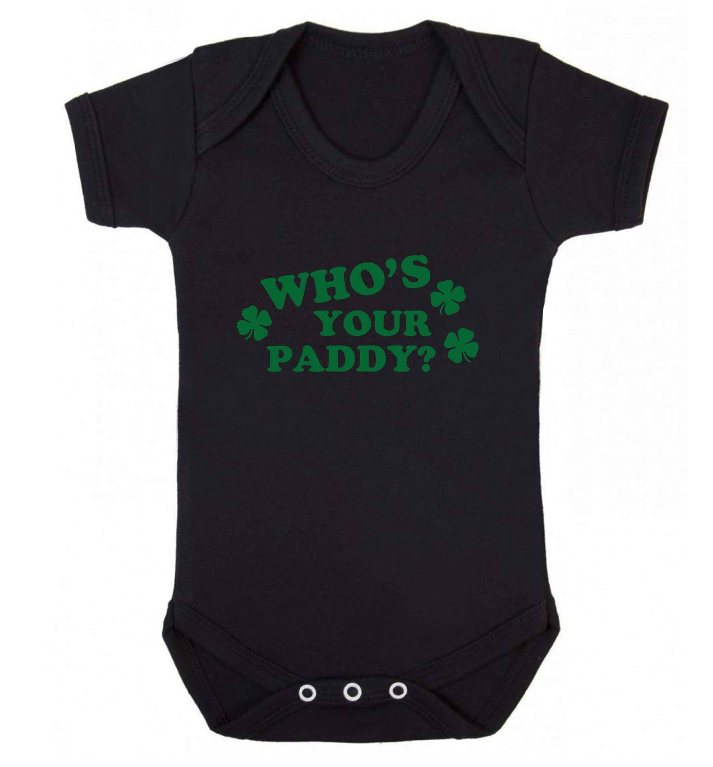 Who's your paddy? baby vest black 18-24 months