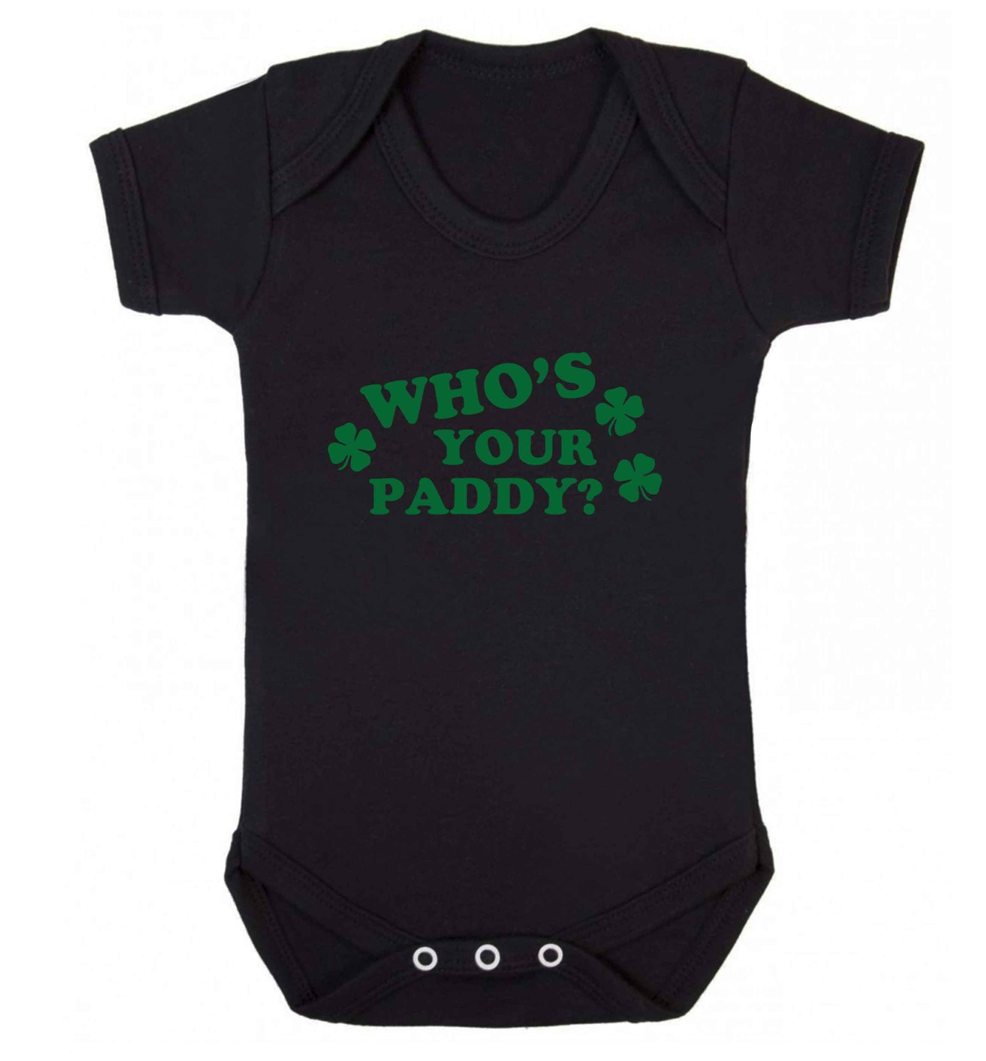 Who's your paddy? baby vest black 18-24 months