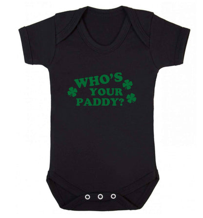 Who's your paddy? baby vest black 18-24 months