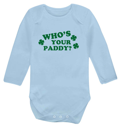 Who's your paddy? baby vest long sleeved pale blue 6-12 months