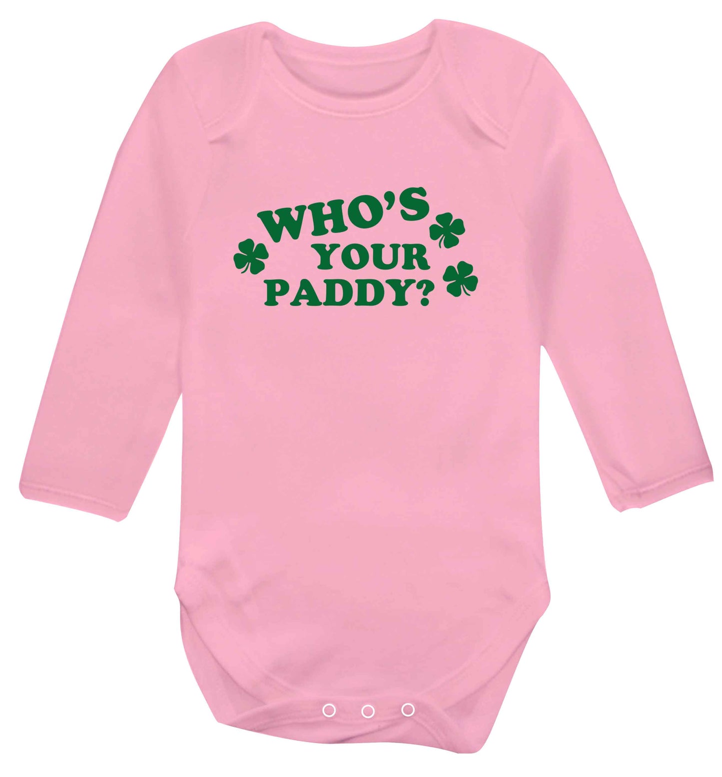 Who's your paddy? baby vest long sleeved pale pink 6-12 months