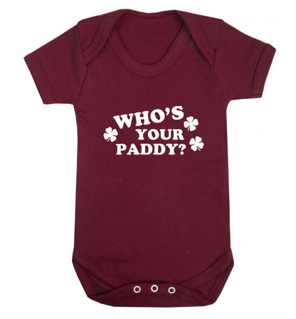 Who's your paddy? baby vest maroon 18-24 months