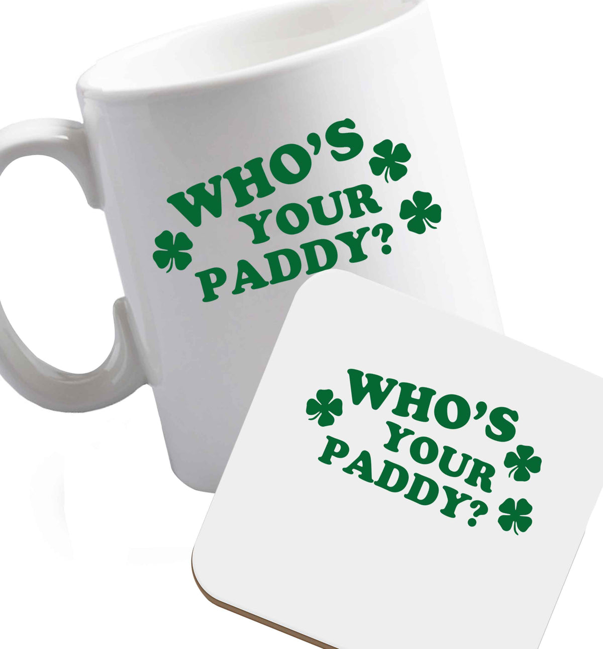 10 oz Favourite Type Pan Pancake ceramic mug and coaster set right handed