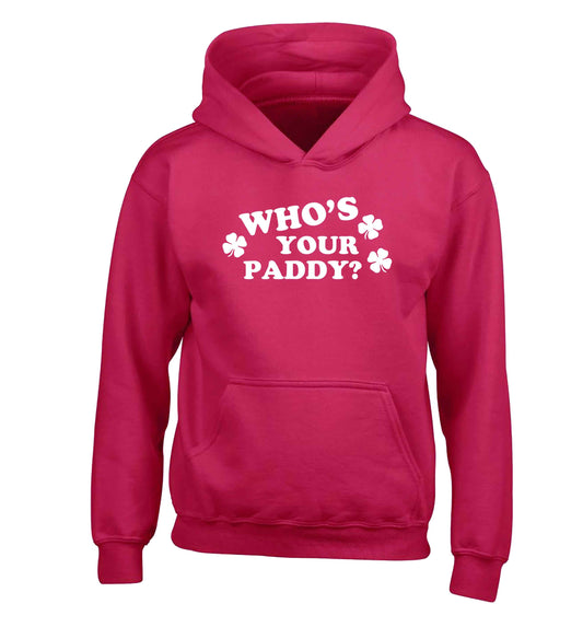 Who's your paddy? children's pink hoodie 12-13 Years