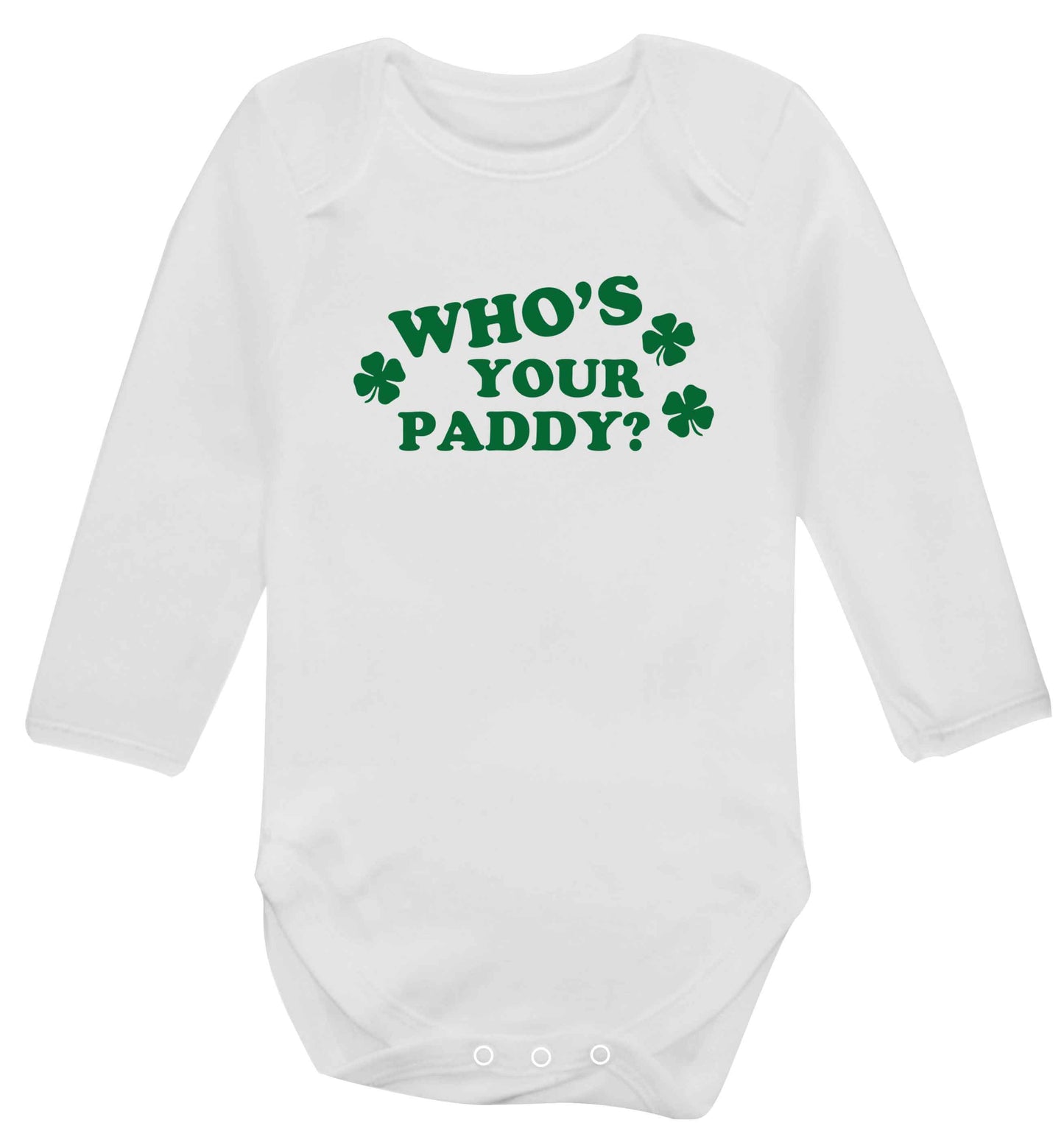Who's your paddy? baby vest long sleeved white 6-12 months