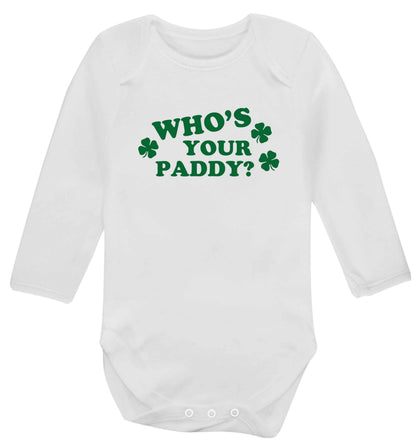 Who's your paddy? baby vest long sleeved white 6-12 months