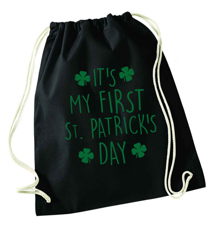 It's my first St.Patrick's day black drawstring bag