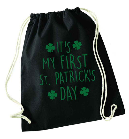 It's my first St.Patrick's day black drawstring bag
