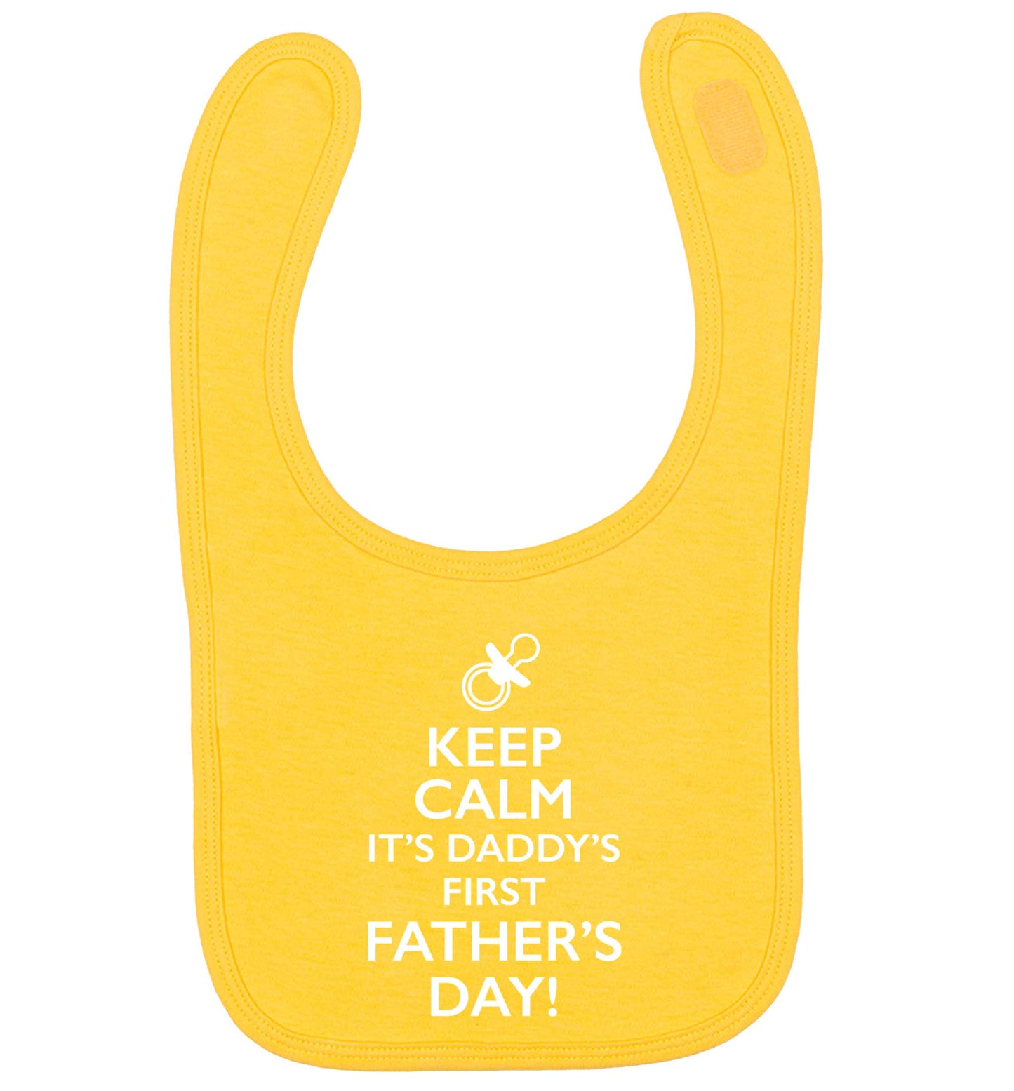 Keep calm it's daddys first Father's Day yellow baby bib