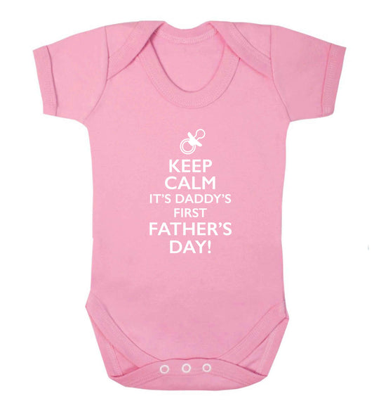 Keep calm it's daddys first father's day baby vest pale pink 18-24 months