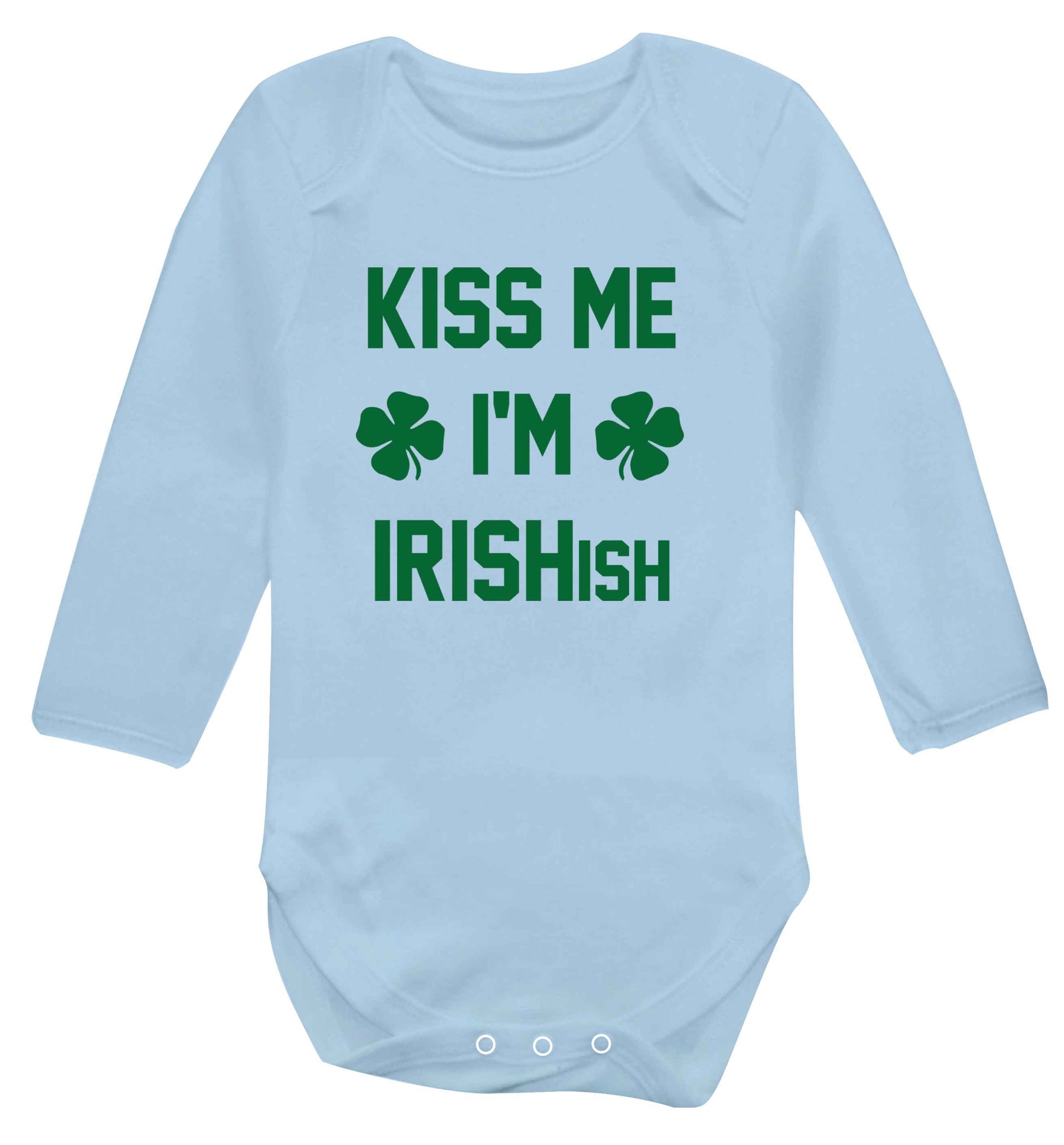 Kiss me I'm Irishish baby vest long sleeved pale blue 6-12 months