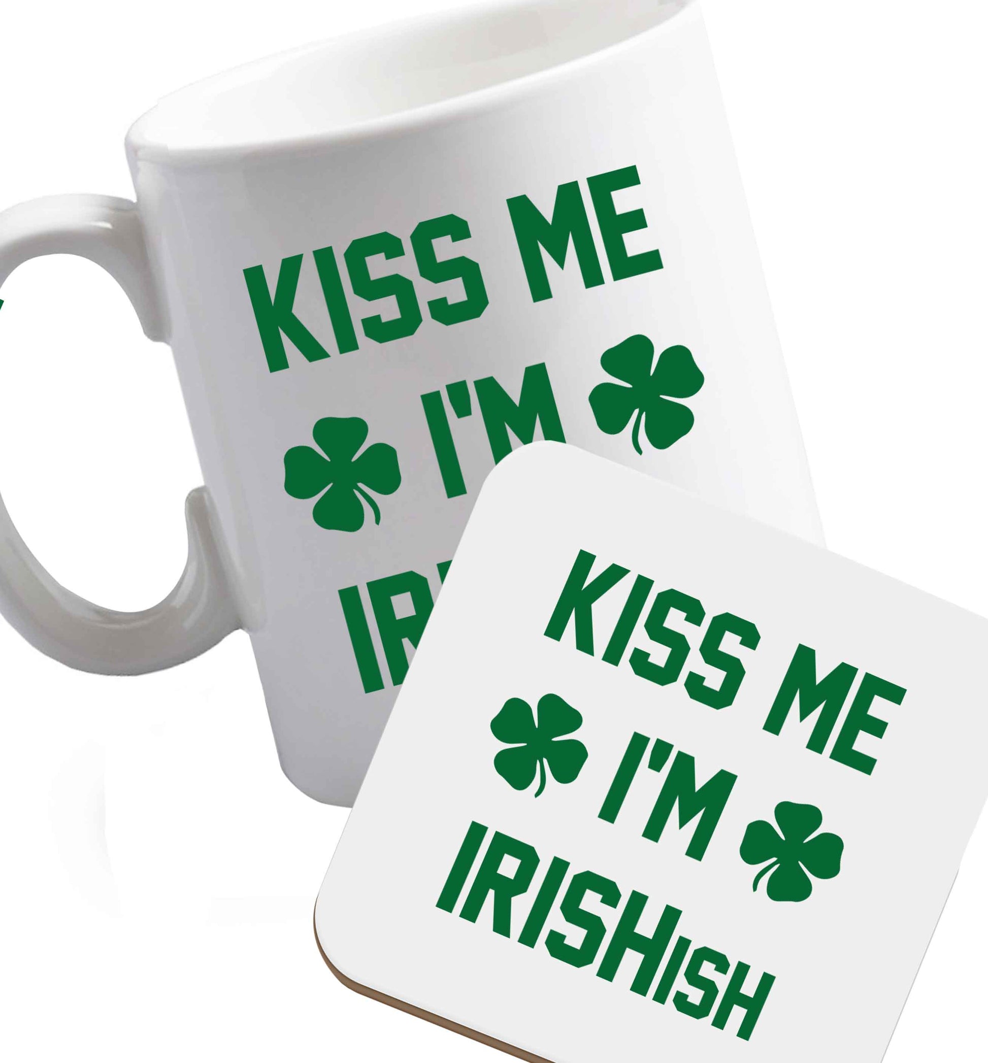 10 oz Favourite Type Pan Pancake ceramic mug and coaster set right handed