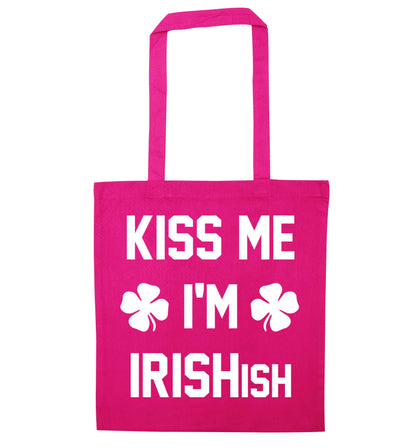 Kiss me I'm Irishish pink tote bag