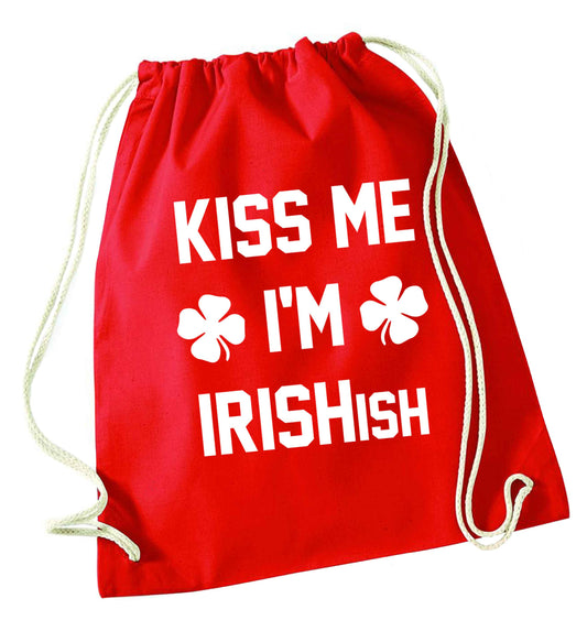 Kiss me I'm Irishish red drawstring bag 