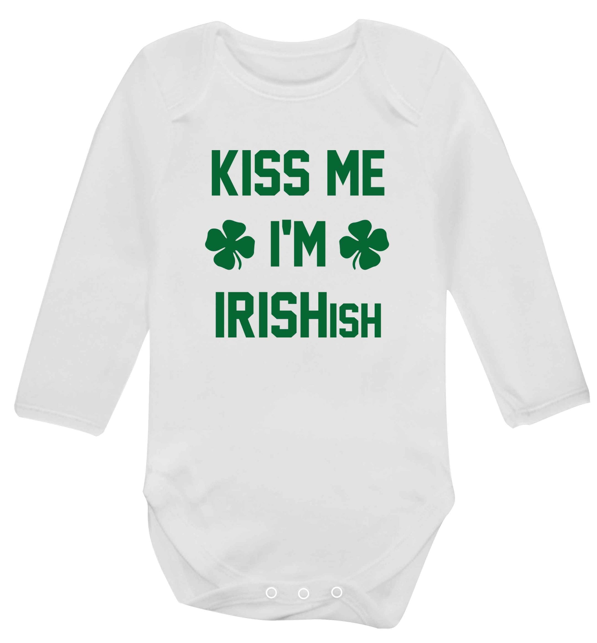 Kiss me I'm Irishish baby vest long sleeved white 6-12 months