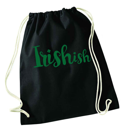 Irishish black drawstring bag